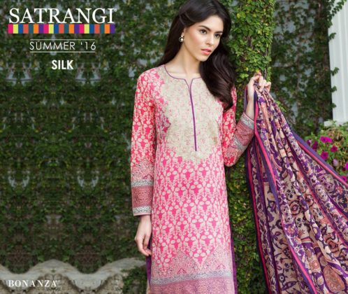 Bonanza Silk Party Wear Dresses Satrangi Collection 2016