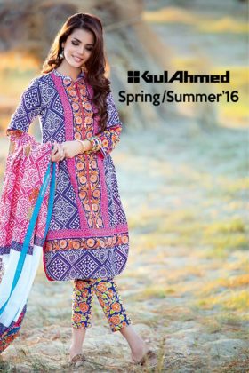 Gul Ahmed Bandhani Lawn Collection Party Wear Dresses 2016