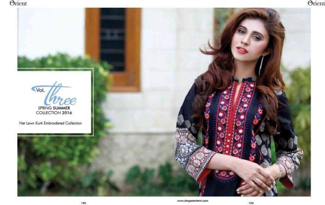 Net Lawn Embroidered Kurti Collection By Orient Textiles 2016
