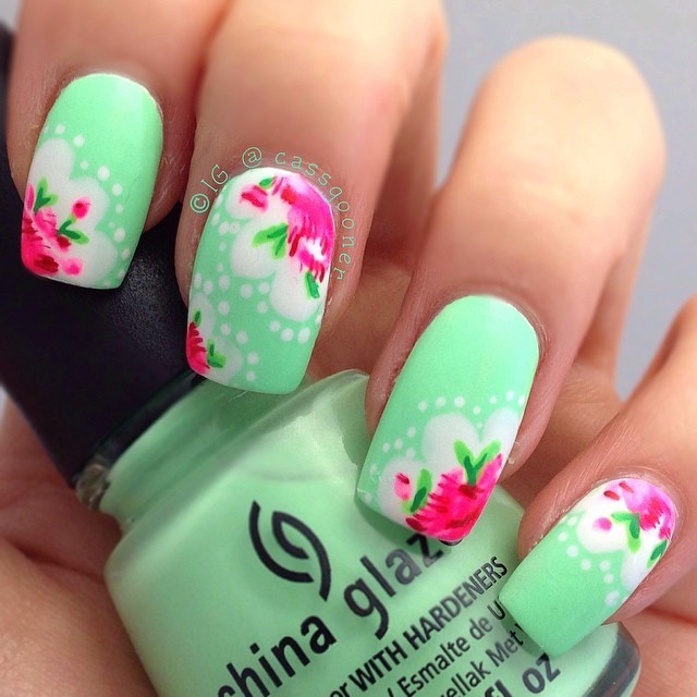 floral print nails