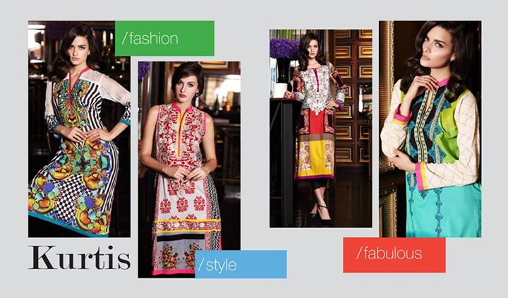 Embroidered Cambric Kurti By Firdous Fashion 2015-16