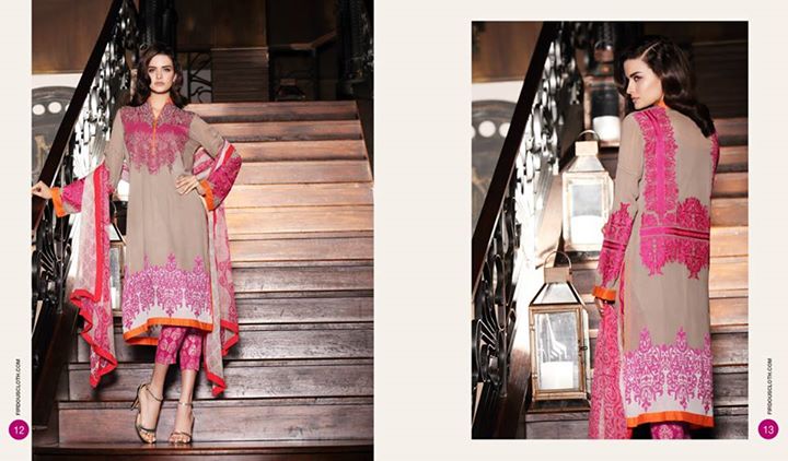 Three Piece Eid Dresses By Firdous Fashion 2015-16