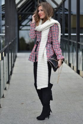 winter outfit with clutch