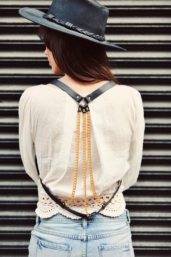 leather strip body chain jewellery