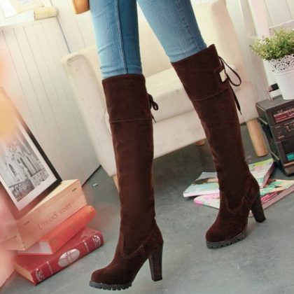 Brown knee boots