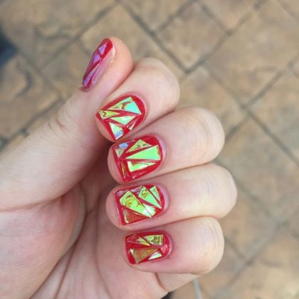 Broken Mirrors Nail Art Designs For Young Girls