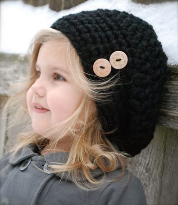 Black crochet hat