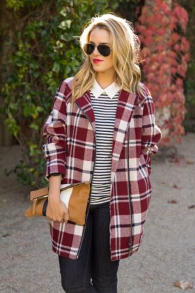 Plaid casual coats