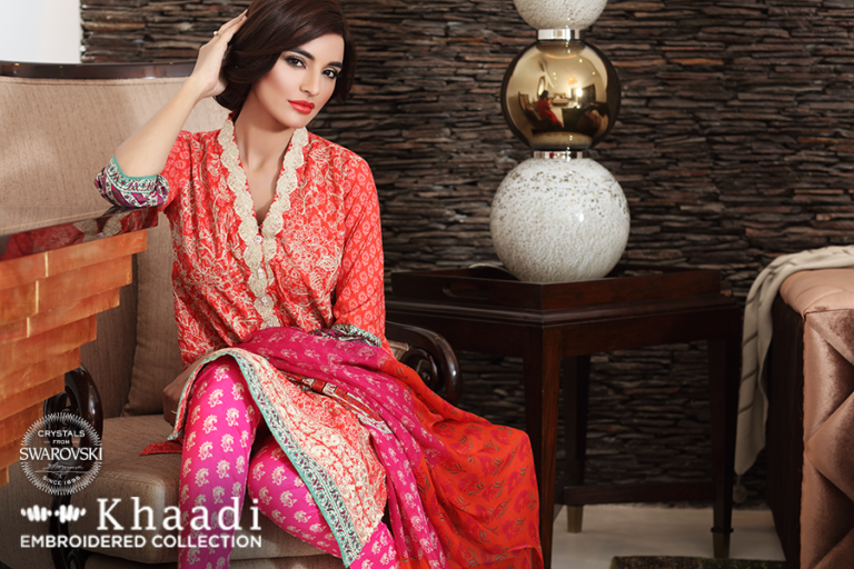 Khaadi 3 Piece Embroidered Collection 2016