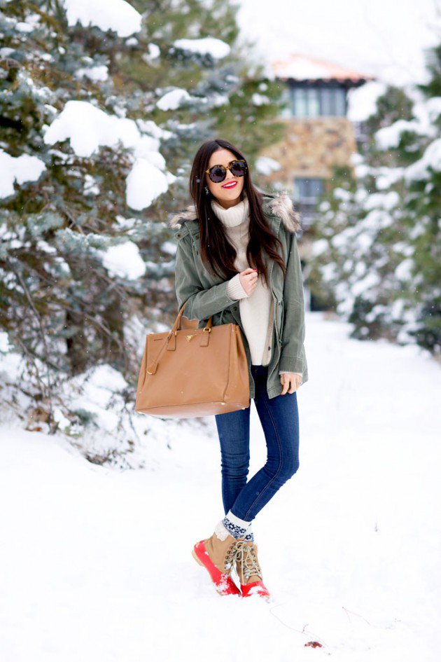 Winter snow boot outfits