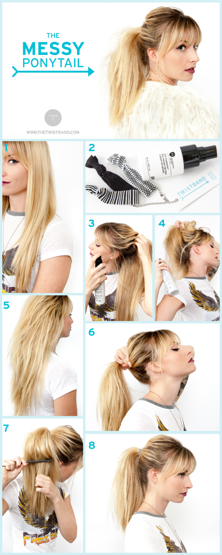 Messy pony tail hair tutorial