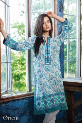 Net Lawn Embroidered Kurti Orient Textile Collection 2016