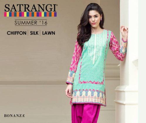 Satrangi Chiffon Silk Lawn Summer Collection 2016