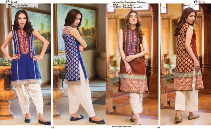Net Lawn Embroidered Kurti Collection