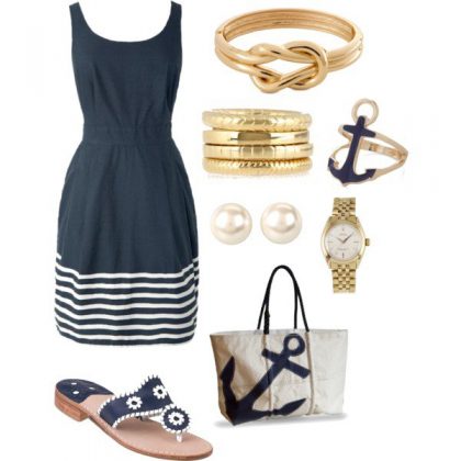 Nautical Pattern Polyvore Dresses